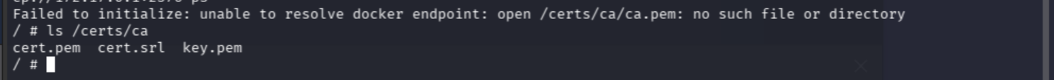 ca directory contents showing cert.pem